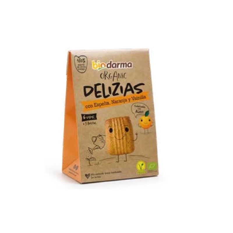 Biscuiti din spelta cu portocale si vanilie Bio Delizias, 45 g, Bio Darma