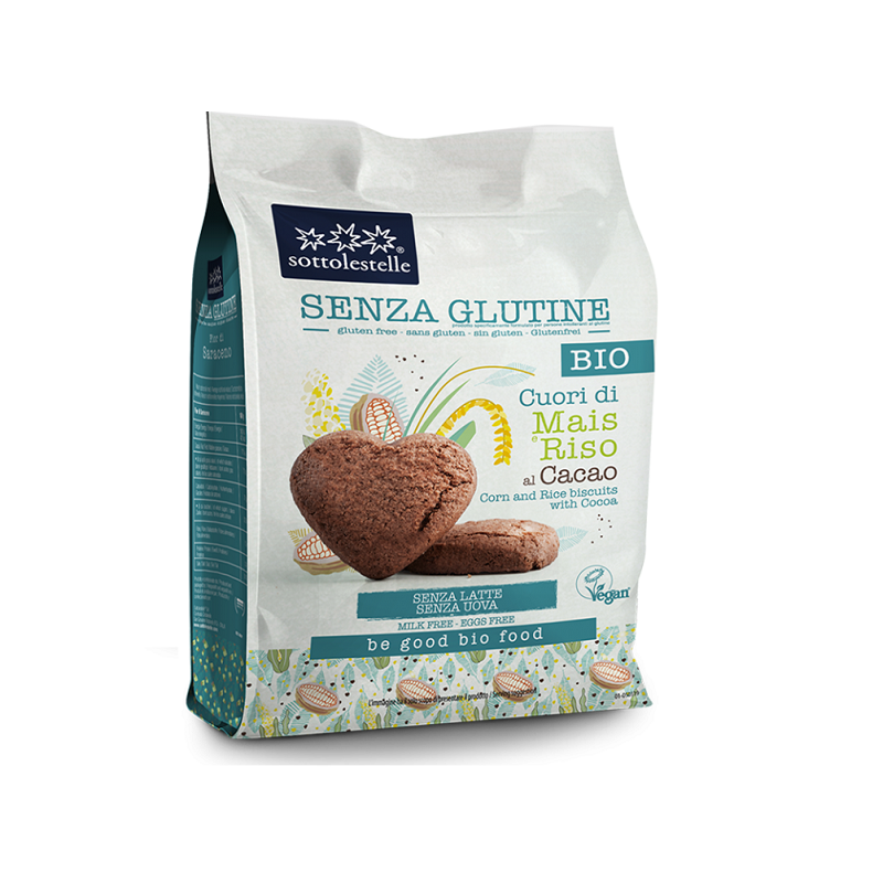 Biscuiti vegan fara gluten cu cacao Bio, 250 g, Sottolestelle