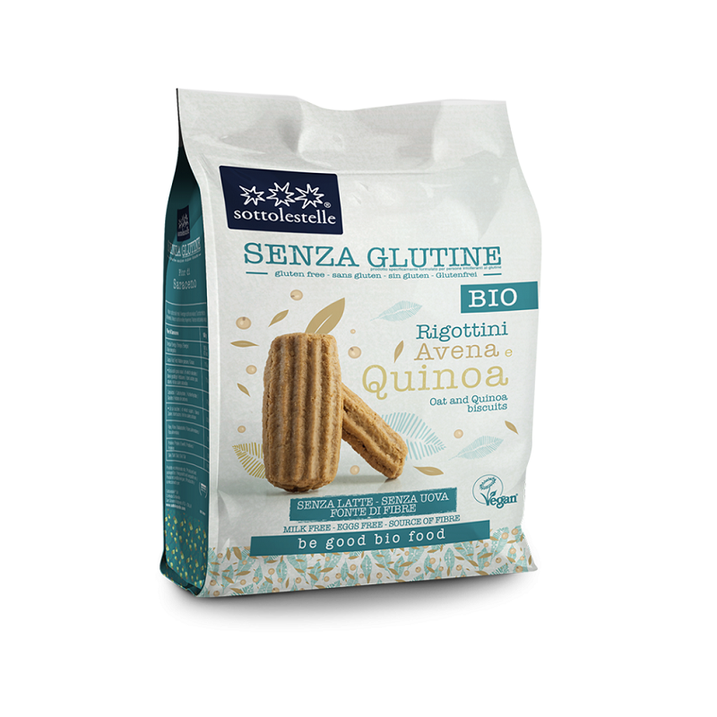 Biscuiti vegan fara gluten cu ovaz si quinoa Eco, 250 gr, Sottolestelle