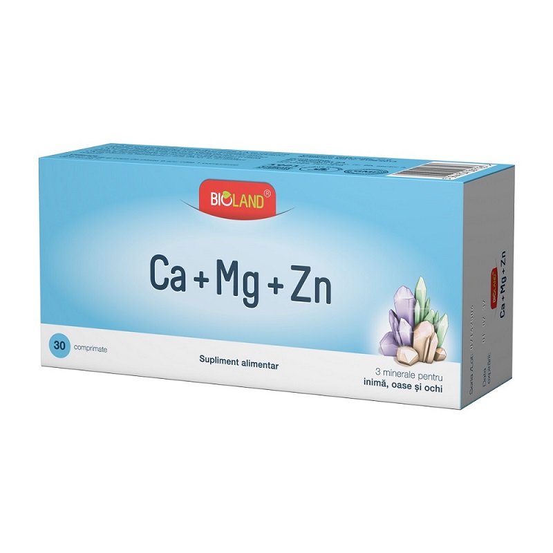 Ca+Mg+Zn Bioland, 30 comprimate, Bioland