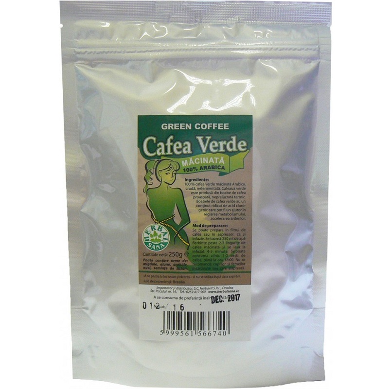 Cafea verde macinata, 250 g, Herbal Sana