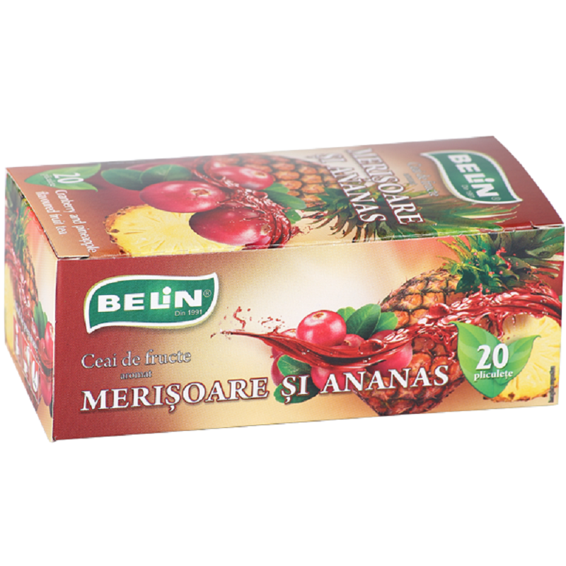 Ceai de fructe aromat Merisoare si Ananas, 20 plicuri, Belin
