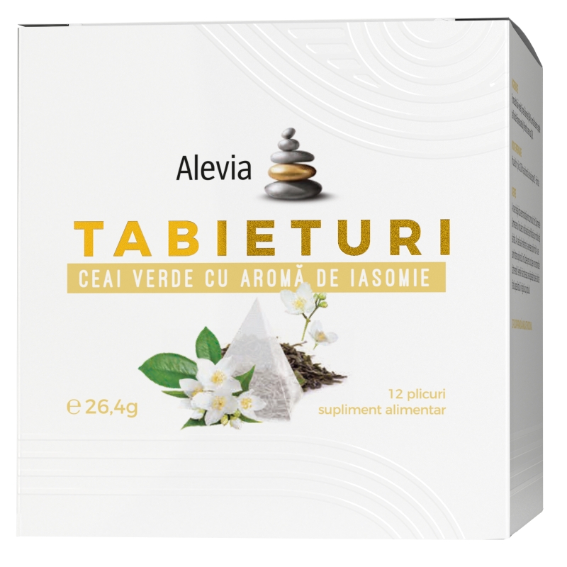 Tabieturi ceai verde cu aroma de iasomie, 12 plicuri, Alevia