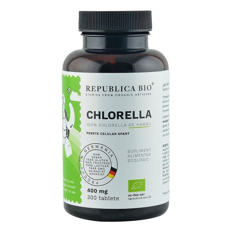 Chlorella cu perete celular spart, 400g, Republica Bio