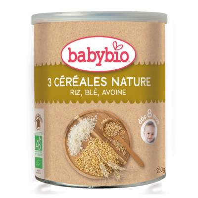 3 Cereale naturale grau, orez si ovaz, +8 luni, 250 g, Babybio