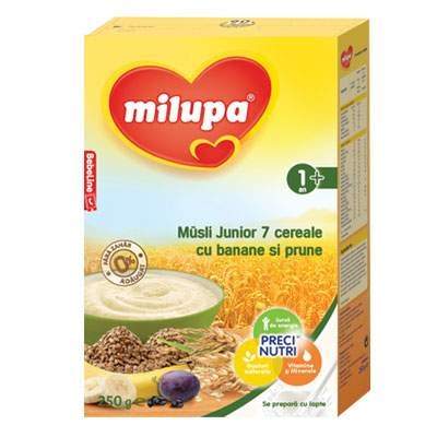 7 cereale cu banane si prune Musli Junior, Gr. +1 an, 250 g, Milupa