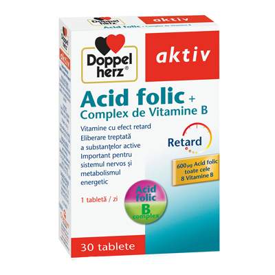 Acid Folic  + Complex de Vitamine B, 30 tablete, Doppel herz