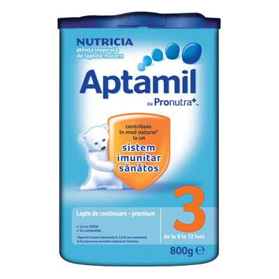 Aptamil 3 cu Pronutra+ Formula de lapte de continuare premium, 9-12 luni, 800 g, Nutricia