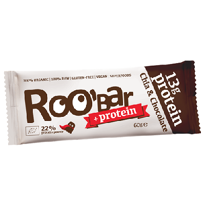 Baton Raw Bio cu Chia si Ciocolata Raw Bio, 60 gr, Roobar