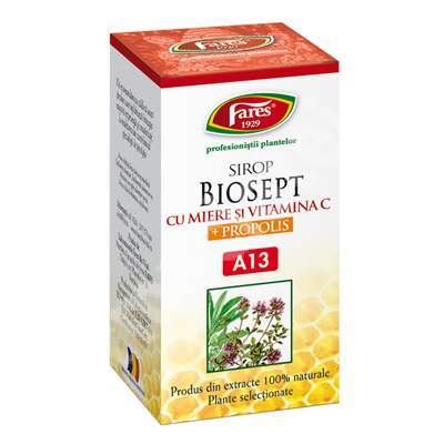 Biosept A13 sirop miere si propolis, 100 ml, Fares