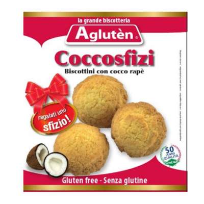 Biscuiti fara gluten cu aroma de cocos Coccosfizi, 100 g, Agluten