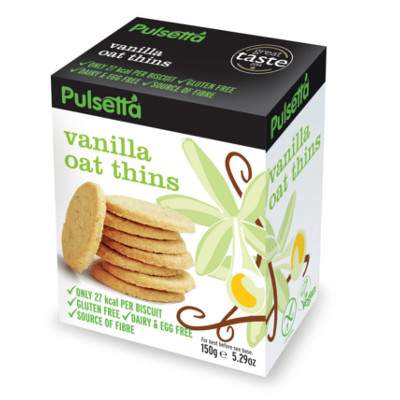 Biscuiti vegani fara gluten din ovaz cu vanilie, 150 g, Pulsetta