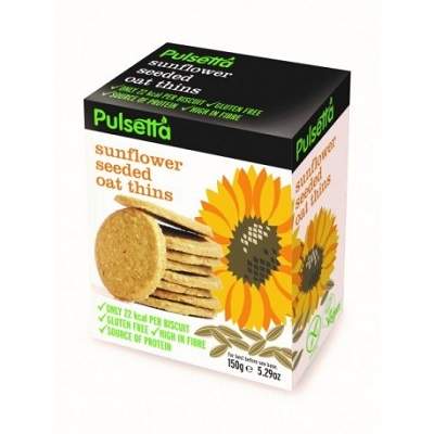 Biscuiti vegani fara gluten din ovaz si seminte de floarea soarelui, 150 g, Pulsetta