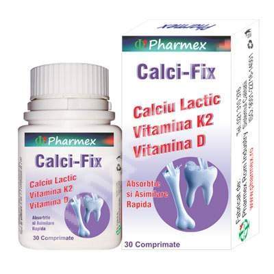 Calci-Fix Calciu Lactic, Vitamina K2 si Vitamina D, 30cmpr, Pharmex