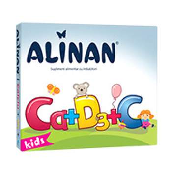 Calciu, D3 si Vitamina C Kids Alinan, 20 comprimate masticabile, Fiterman Pharma