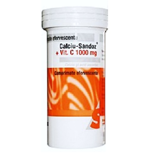 Calciu si Vitamina C 1000 mg, 10 comprimate, Sandoz