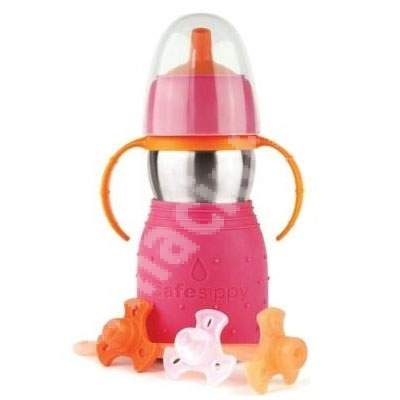 Cana 2in1 roz Safe Sippy 2, 330 ml, KB205, Kid Basix		