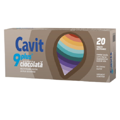 Cavit 9 plus ciocolata, 20 tablete, Biofarm