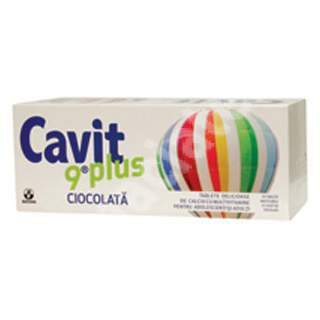 Cavit 9 plus cu ciocolata, 20 tablete, Biofarm