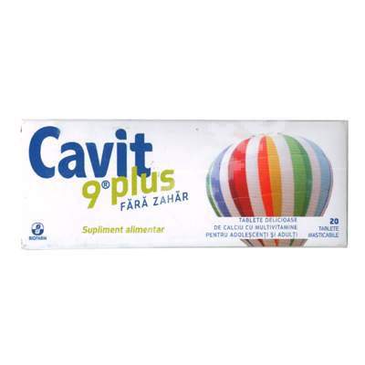 Cavit 9 plus fara zahar, 20 tablete, Biofarm