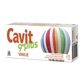 Cavit 9 Plus vanilie, 20 tablete masticabile, Biofarm