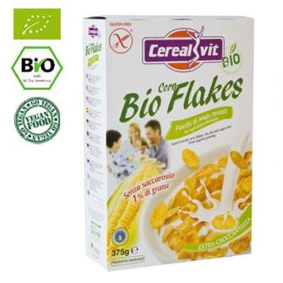 Cereale Bio fara gluten si zahar Cerealvit Corn Flakes, 375 g, La Finestra Sul Cielo