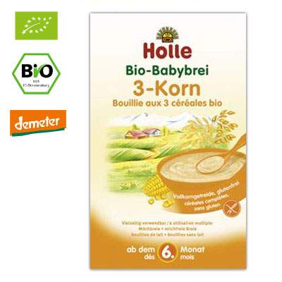 Cereale Bio Mix din 3 cereale orez, porumb si mei, Gr.+6 luni, 250 g, Holle Baby Food