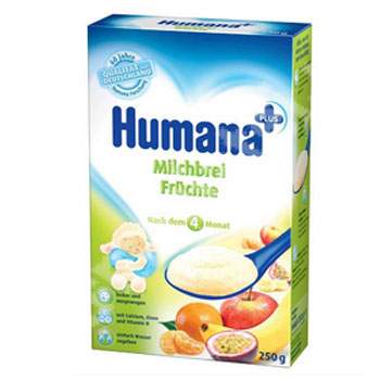 Cereale cu fructe si lapte, Gr. 4 luni, 250 g, Humana