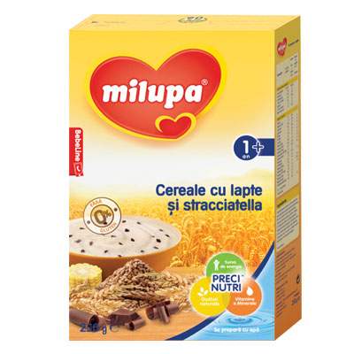 Cereale cu lapte si stracciatella, grupa +1 an, 250 g, Milupa