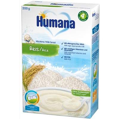 Cereale din orez cu lapte, +4luni, 200g, Humana