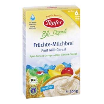 Cereale gris cu lapte si fructe, Gr. 6 luni, 200 g, Topfer