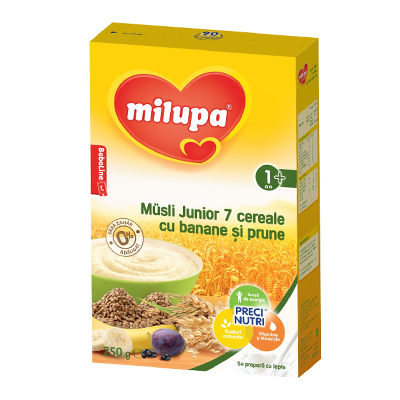 Cereale Junior Musli cu Banane si Prune, 250 g, Milupa