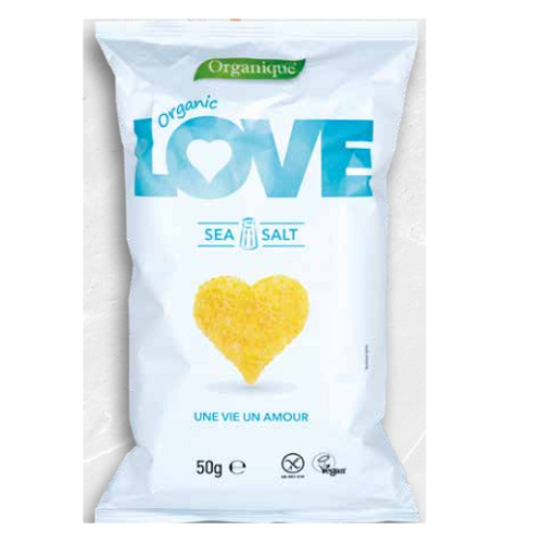 Chipsuri organice din porumb si sare de mare, 50 g, Organique Love