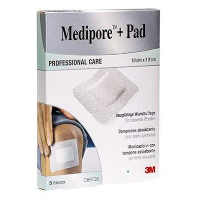 Comprese absorbante, Medipore+Pad, 10x10 cm, 5 bucati, 3M