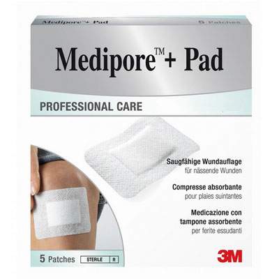 Comprese absorbante, Medipore+Pad, 10x20 cm, 5 bucati, 3M