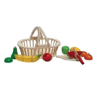 Cos cu fructe din lemn, NC0588, New Classic Toys