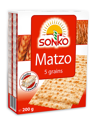 Crackers, Matzo cu 5 cereale, fara drojdie, 200 g, Sonko