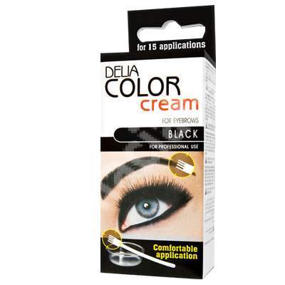 Crema coloranta pentru sprancene, nuanta black, Delia Cosmetics