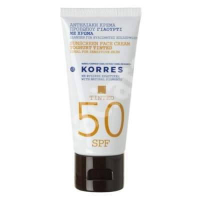 Crema de fata pentru protectie solara pigmentata cu iaurt SPF 50+, 50 ml, Korres