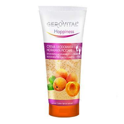 Crema deodoranta hidratanta pentru picioare cu extract de caise, Gerovital Happiness, 100 ml, Farmec