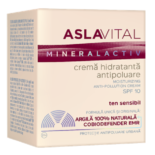 Crema hidratanta antipoluare MineralActiv AslaVital Spf 10, 50 ml, Farmec