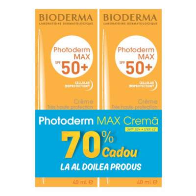Crema Photoderm MAX 50+, 2x40 ml, Bioderma (70% Cadou la al 2-lea produs)