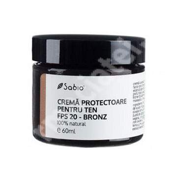 Crema protectoare pentru ten SPF20, Nuanta Bronz, 60 ml, Sabio
