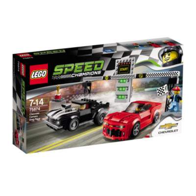 Cursa de dragstere Chevrolet Camaro Speed Champions, 7-14 ani, L75874, Lego