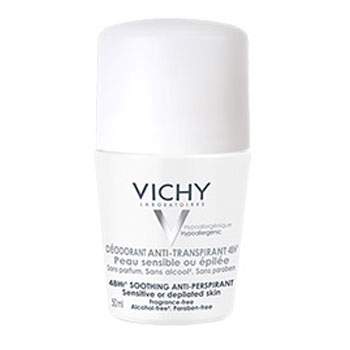 Deodorant roll-on pentru piele sensibila, fara parfum, 48 H, 50 ml, Vichy