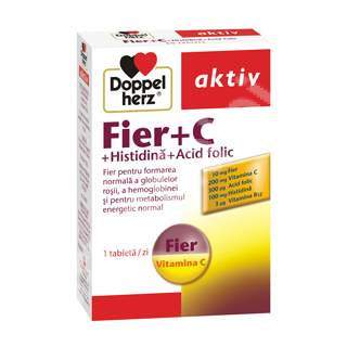 Fier Doppelherz + Vitamina C + Histidina + Acid folic, 30 tablete, Queisser Pharma