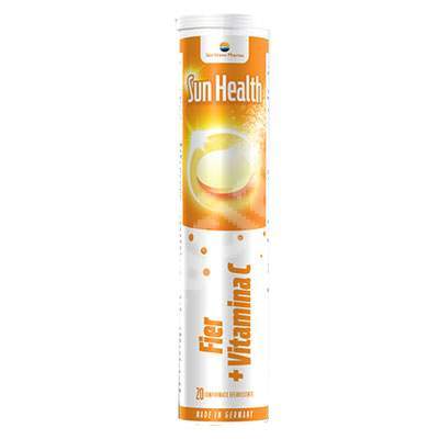 Fier + Vitamina C, Sun Health, 20 comprimate efervescente, Sun Wave Pharma