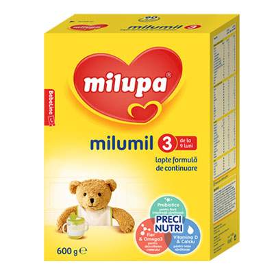 Formula de lapte de continuare Milumil 3, Gr. 9-12 luni, 600 g, Milupa