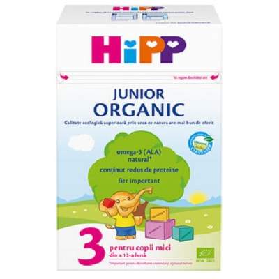 Formula de lapte de crestere Organic 3, +12luni, 500 g, Hipp