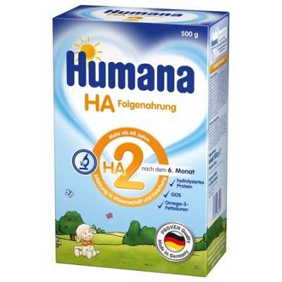 Formula de lapte hipoalergenica de continuare, HA2, 6 luni, 500 g, Humana